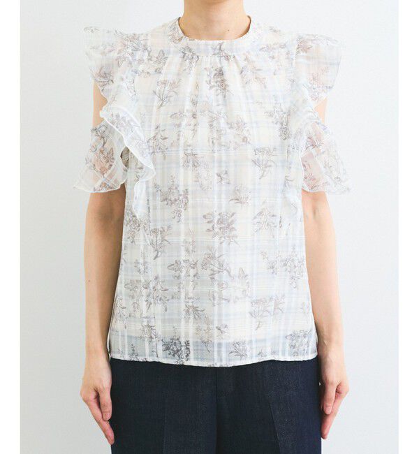 VIS「【洗える】2WAYショルダーシアーチェックブラウス」|シャツ・ブラウス|