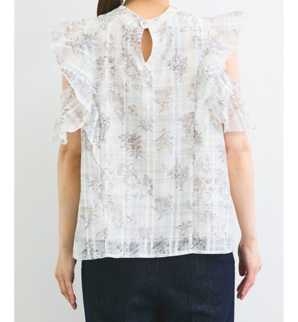 VIS「【洗える】2WAYショルダーシアーチェックブラウス」|シャツ・ブラウス|