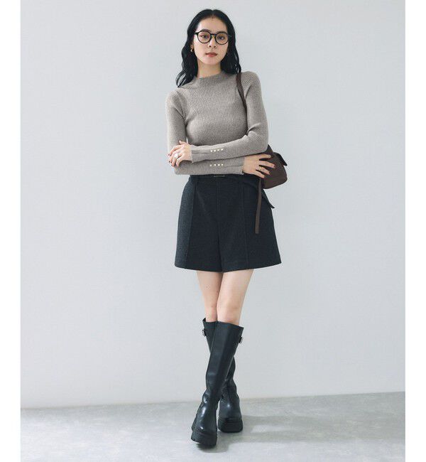 VIS「スリーブ釦アクセントリブニット/WEB限定FSサイズ・静電気防止」|ニット・セーター|