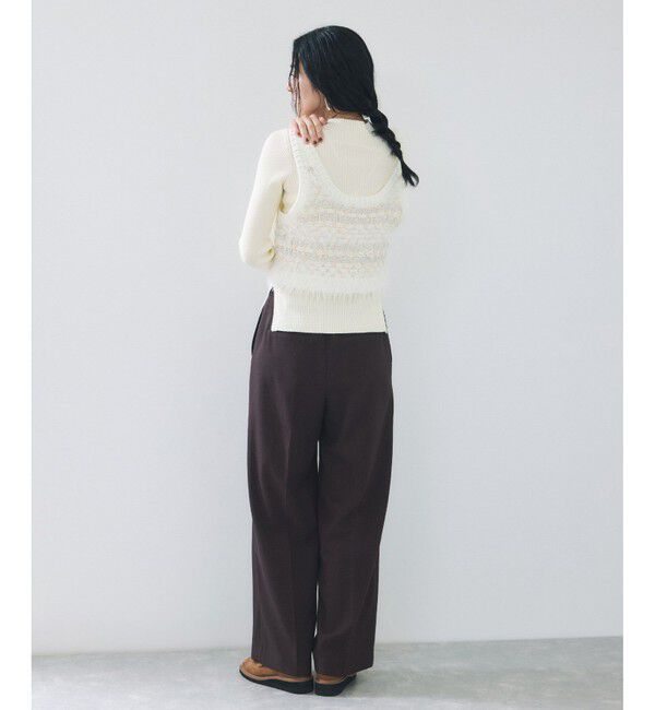 VIS「スリーブ釦アクセントリブニット/WEB限定FSサイズ・静電気防止」|ニット・セーター|