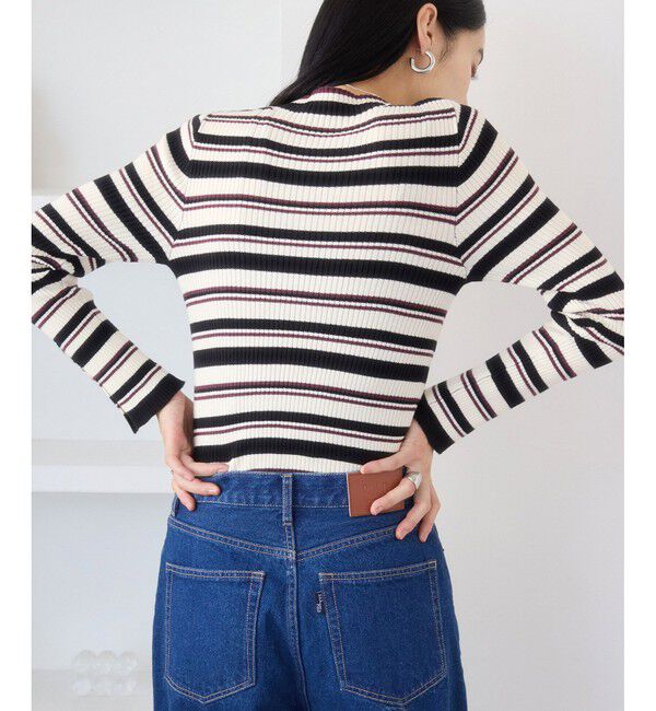 VIS「スリーブ釦アクセントリブニット/WEB限定FSサイズ・静電気防止」|ニット・セーター|