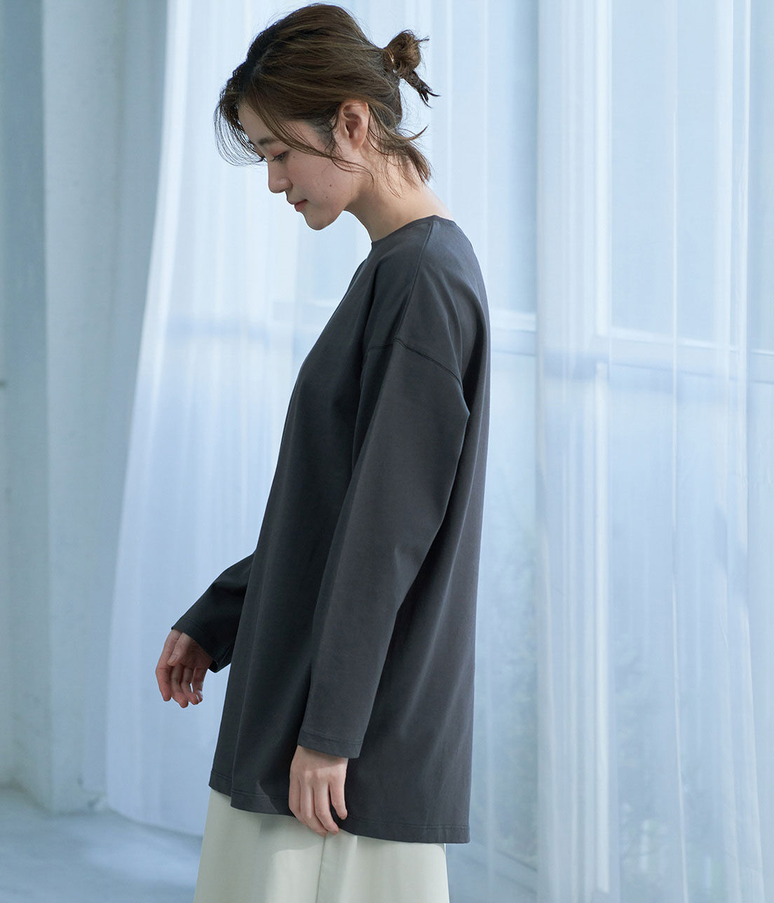 Rope&rsquo;Picnic「【ラク美Tee】【TRUE COTTON】バックスリットチュニック」|Tシャツ・カットソー|