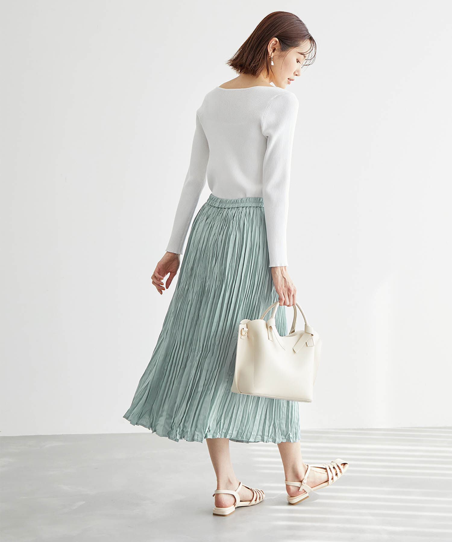 Rope&rsquo;Picnic「サテンワッシャープリーツスカート」|スカート|