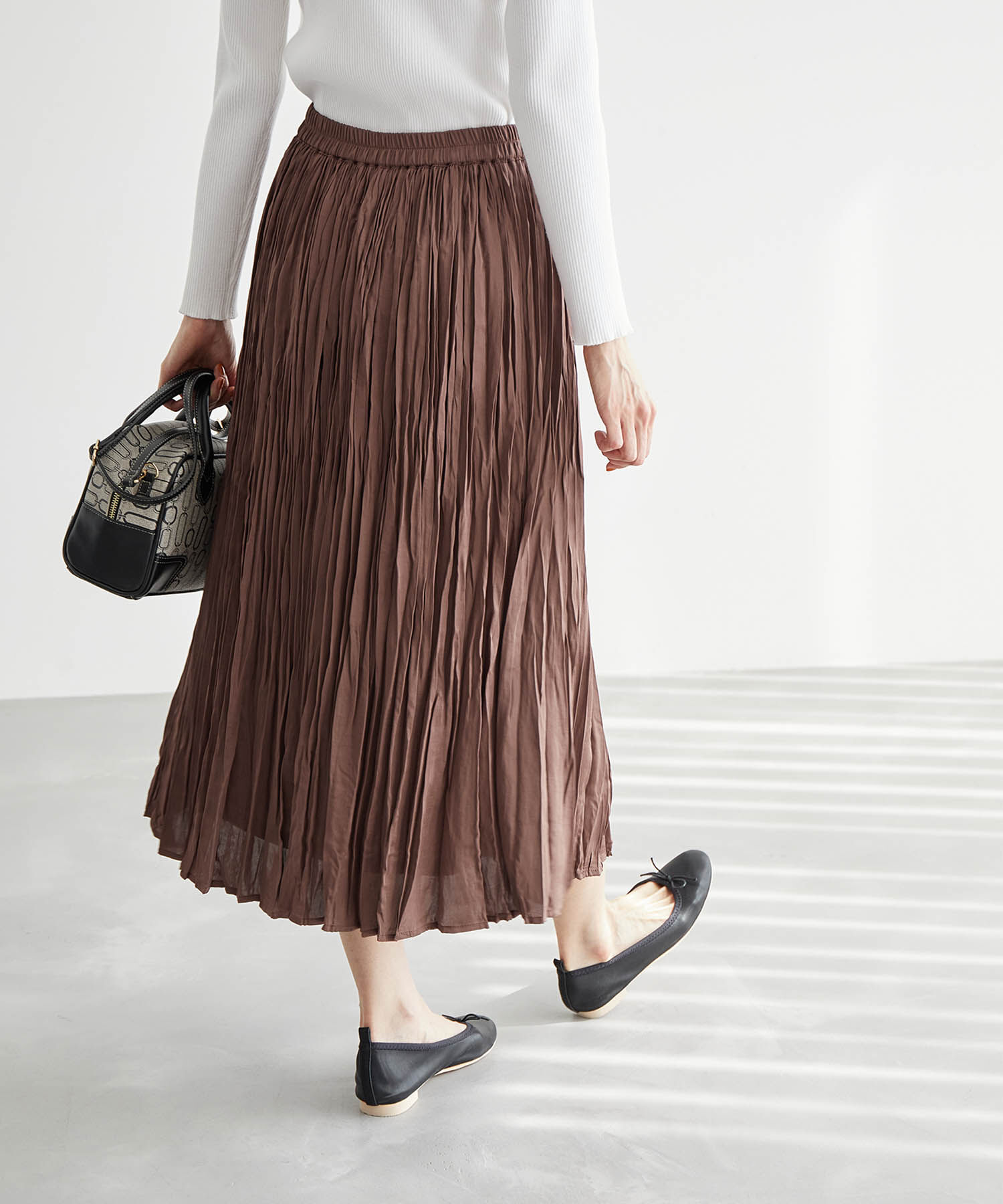 Rope&rsquo;Picnic「サテンワッシャープリーツスカート」|スカート|