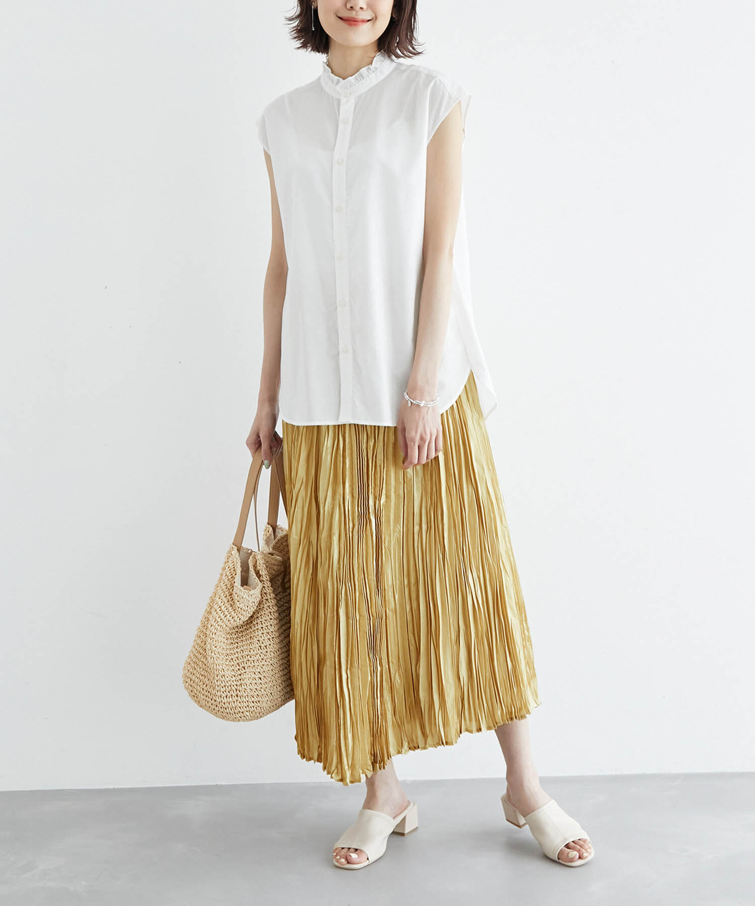 Rope&rsquo;Picnic「サテンクリンクルイレギュラーヘムスカート」|スカート|