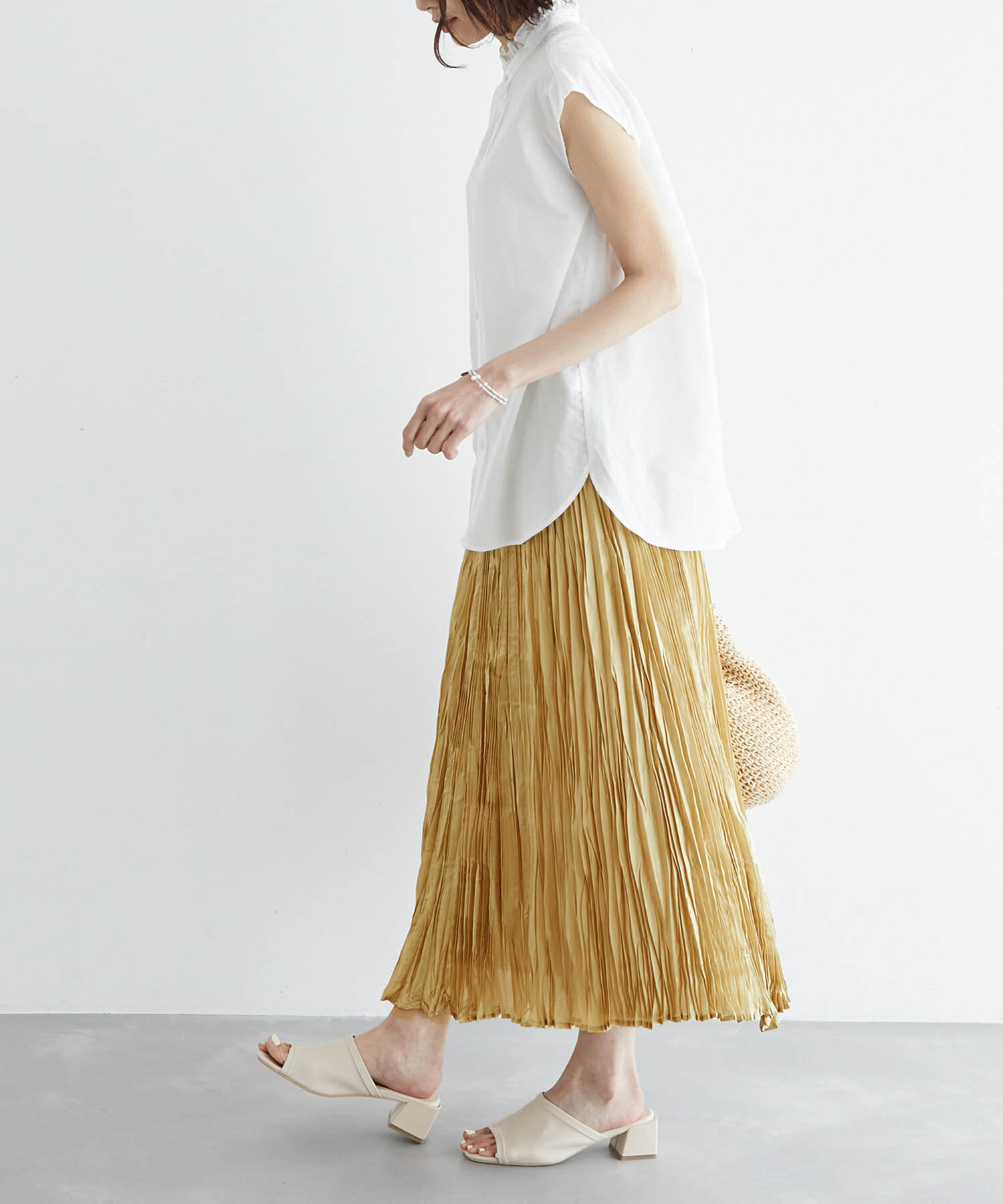 Rope&rsquo;Picnic「サテンクリンクルイレギュラーヘムスカート」|スカート|