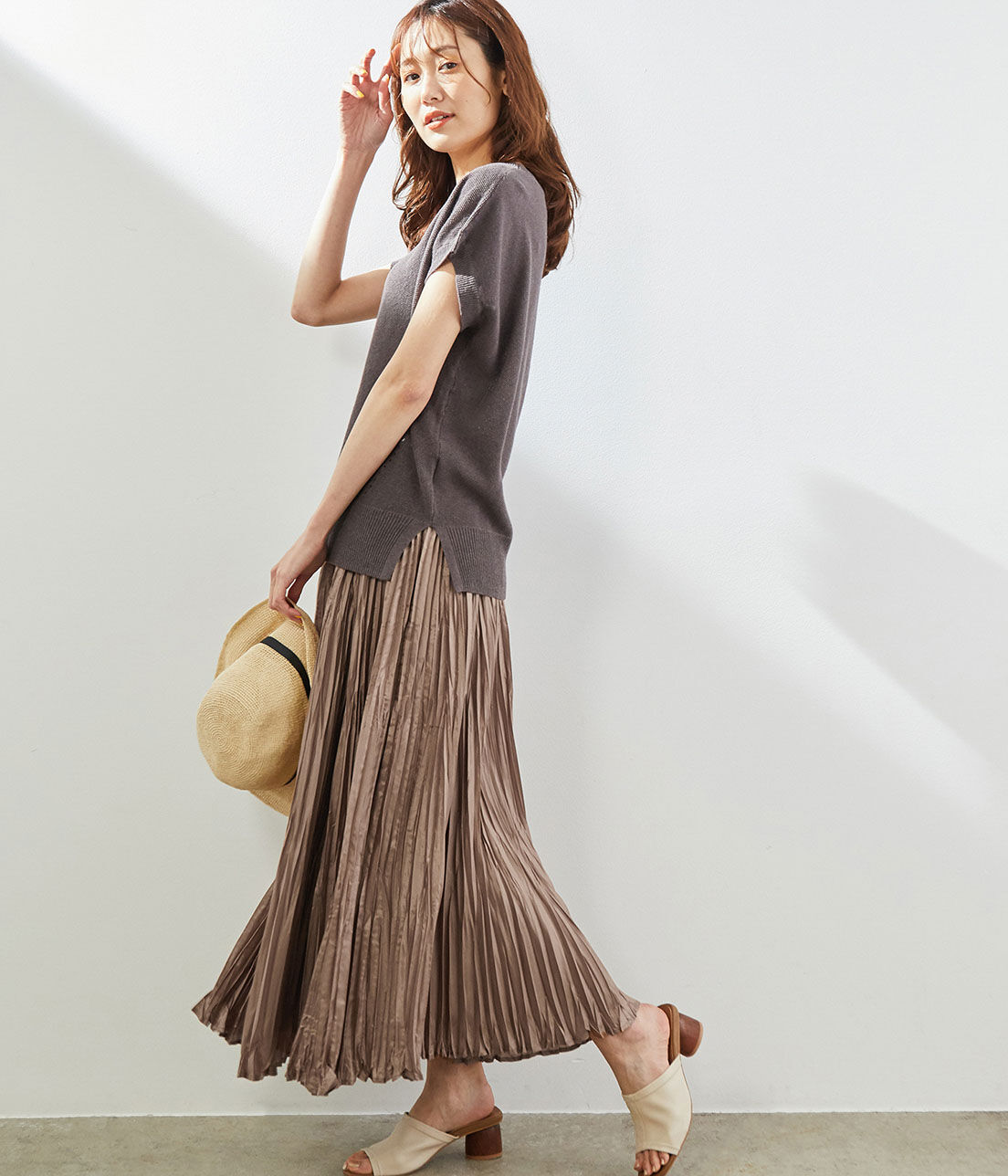 Rope&rsquo;Picnic「サテンクリンクルイレギュラーヘムスカート」|スカート|