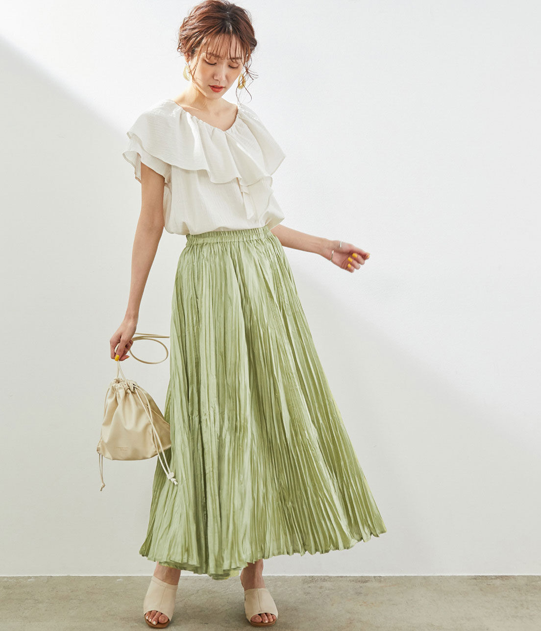 Rope&rsquo;Picnic「サテンクリンクルイレギュラーヘムスカート」|スカート|