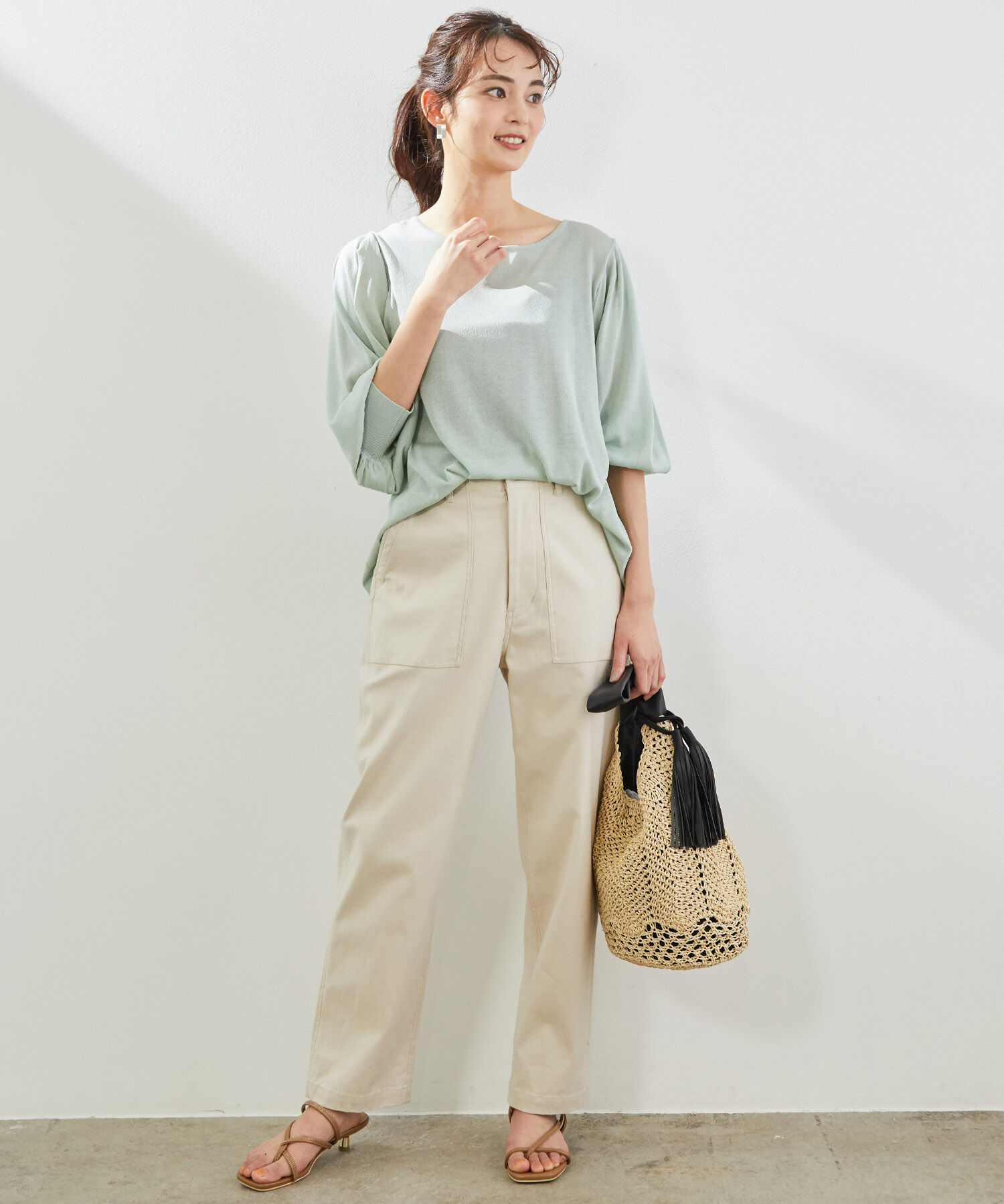 Rope&rsquo;Picnic「洗濯機OK/ボリュームスリーブシアープルオーバー」|ニット・セーター|