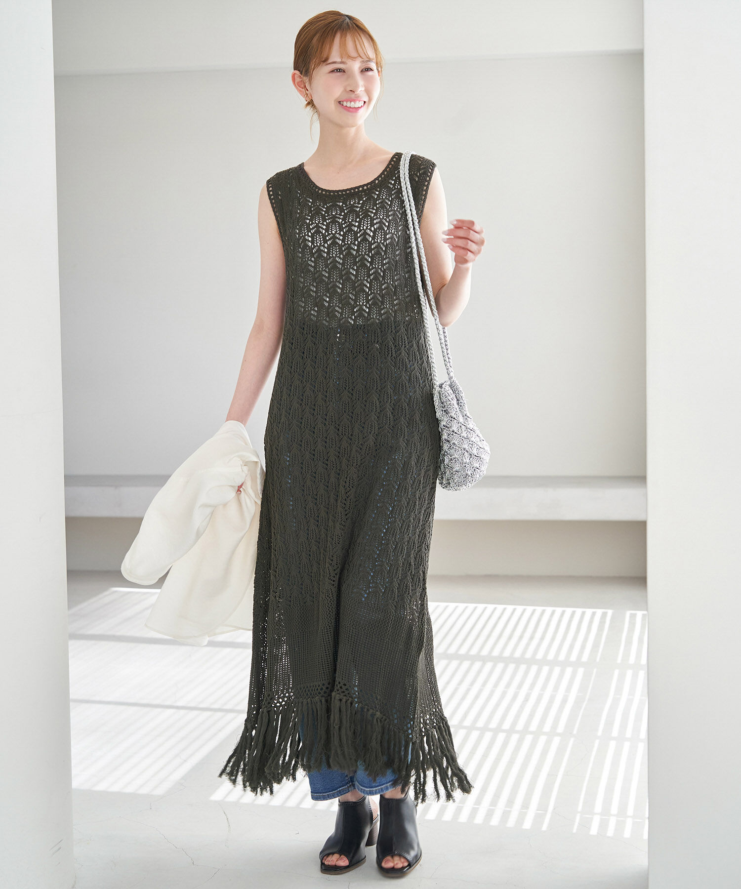 Rope&rsquo;Picnic「フリンジ付きニットワンピース」|ワンピース|