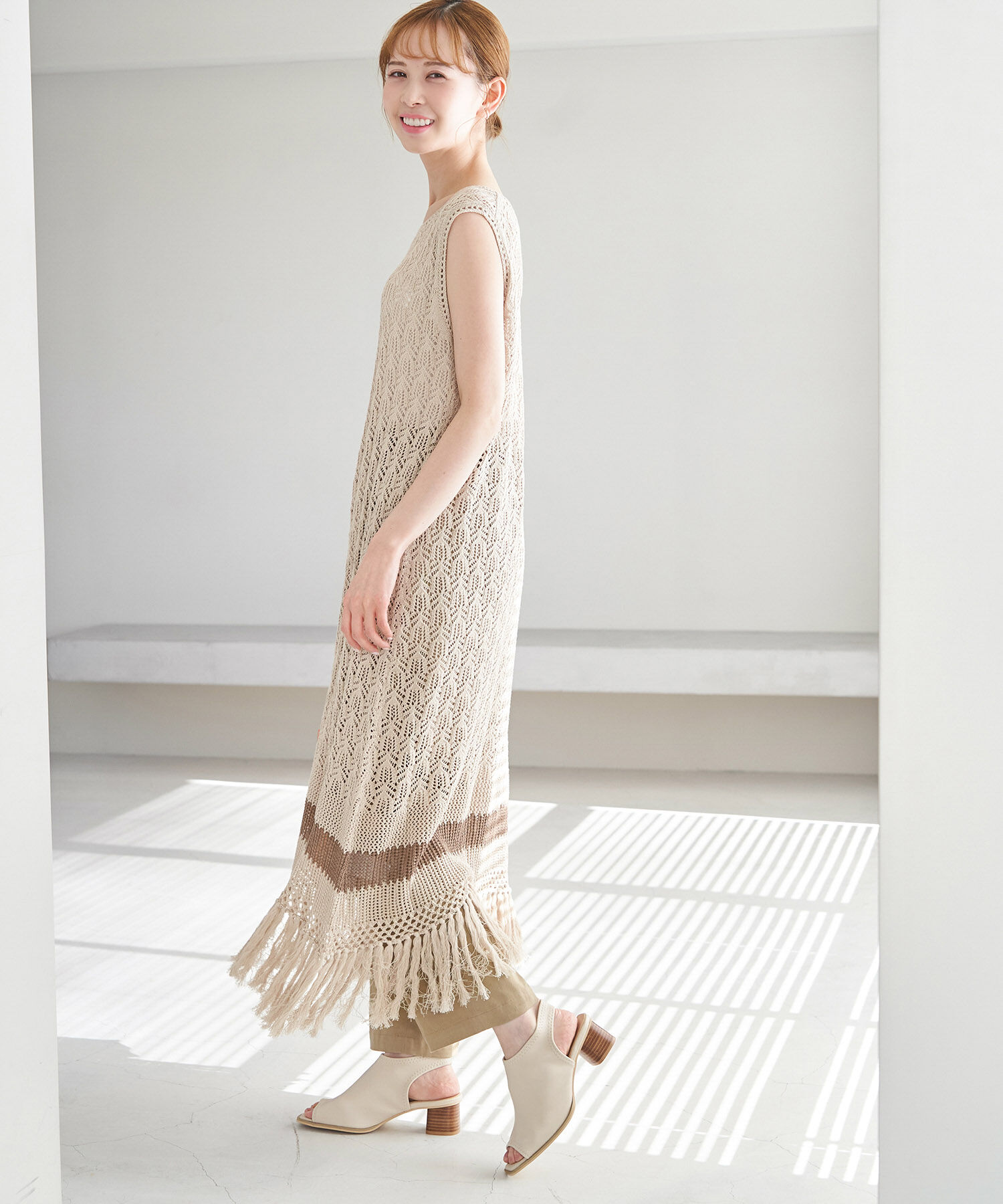 Rope&rsquo;Picnic「フリンジ付きニットワンピース」|ワンピース|