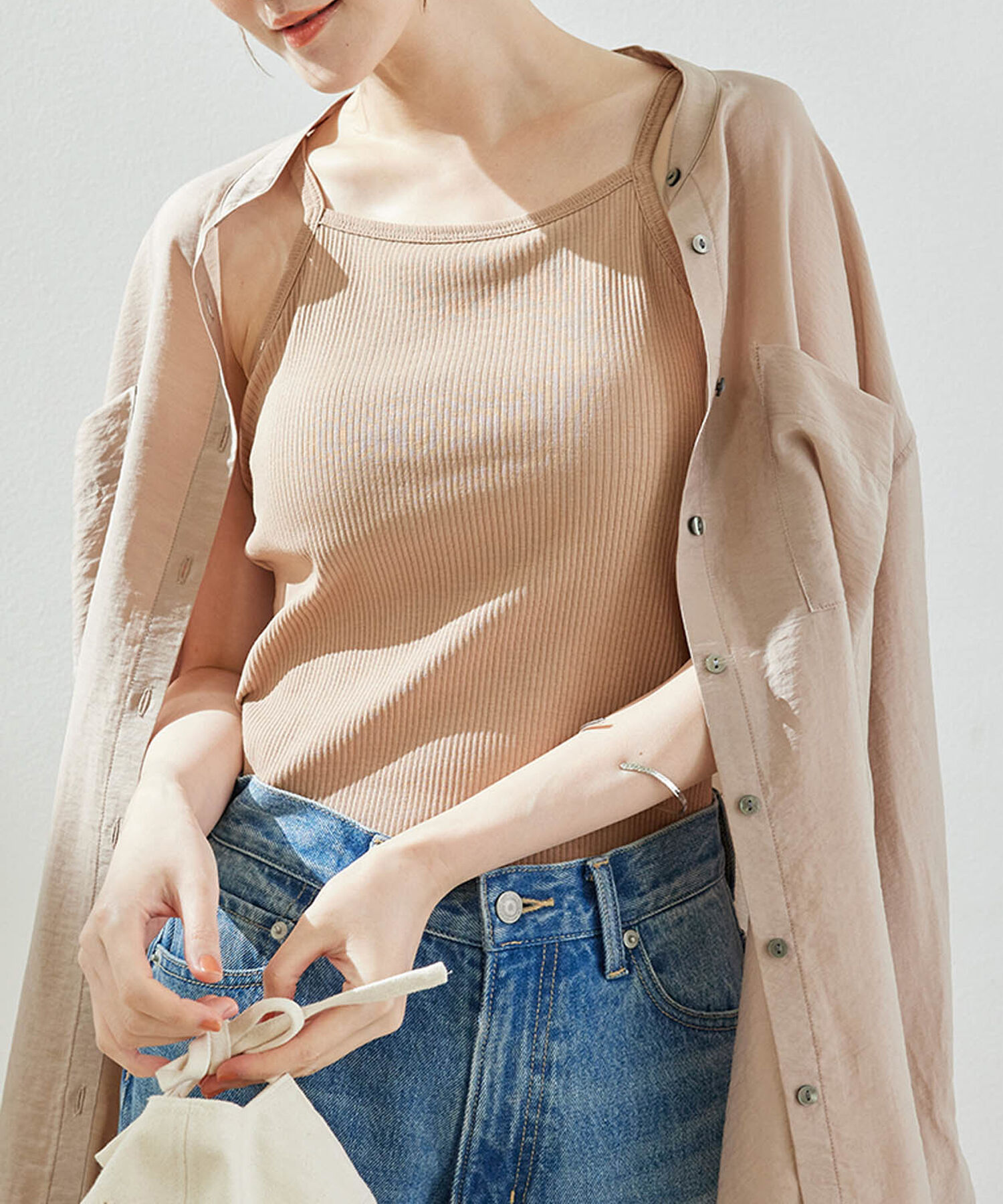 Rope&rsquo;Picnic「カップ付きアメリカンスリーブキャミソール」|キャミソール|キャメル(25)