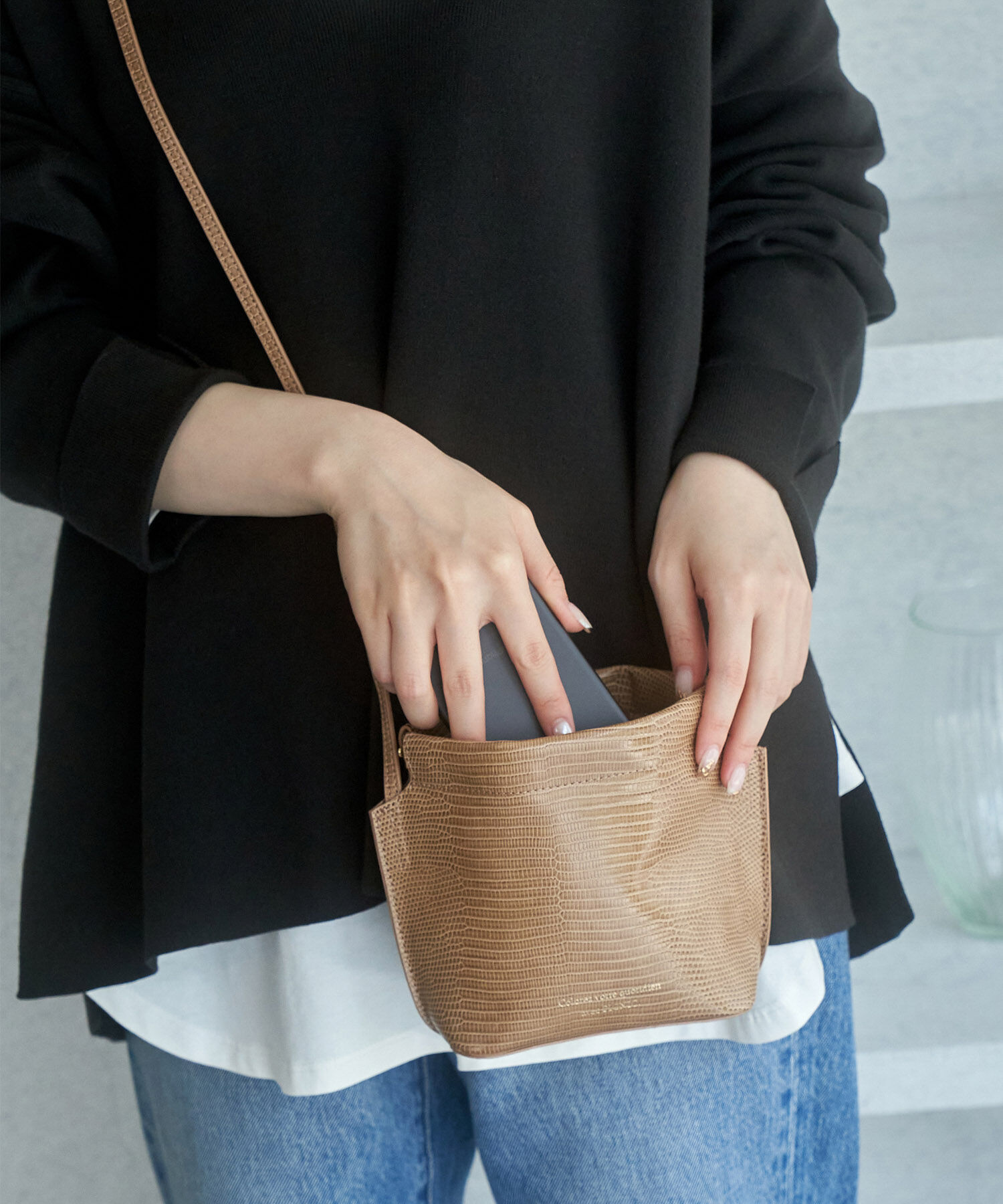 ROPE PICNIC PASSAGE「パクパク金具スクエアミニショルダーバッグ」|ショルダー・メッセンジャー|ブラウン系(24)