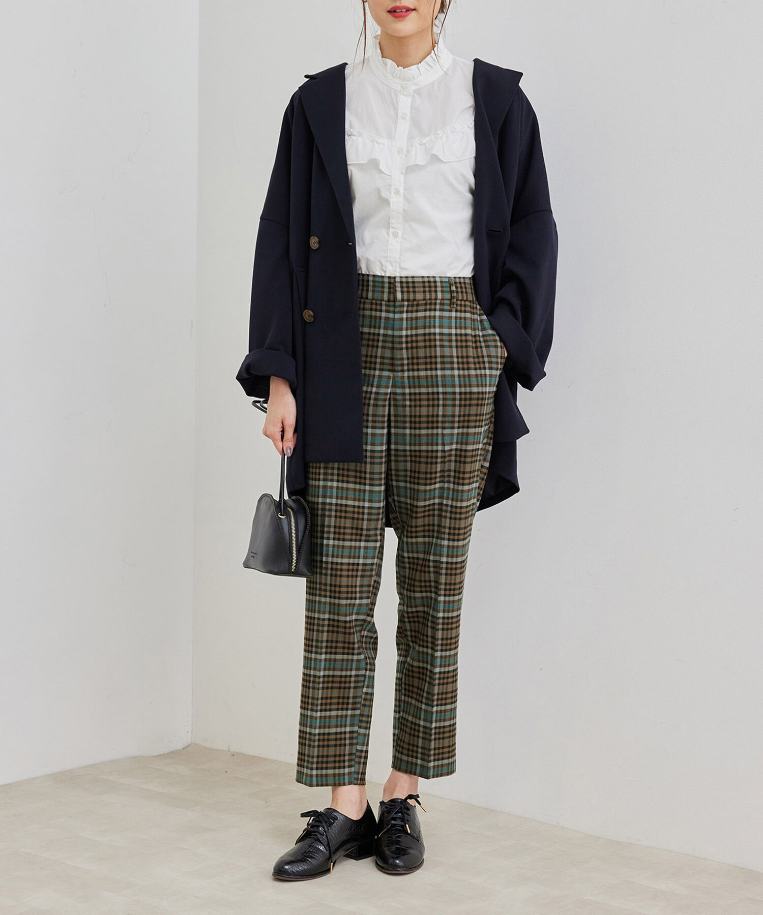 Rope&rsquo;Picnic「抗ピルアソートチェックギャバストレッチテーパードパンツ」|その他|