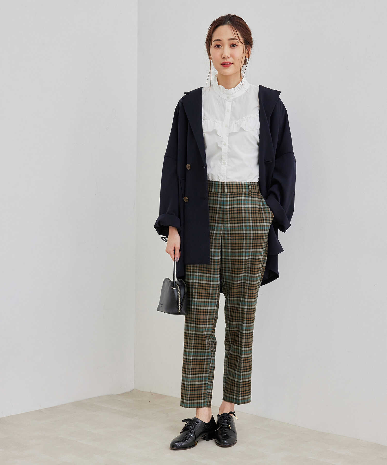 Rope&rsquo;Picnic「抗ピルアソートチェックギャバストレッチテーパードパンツ」|その他|