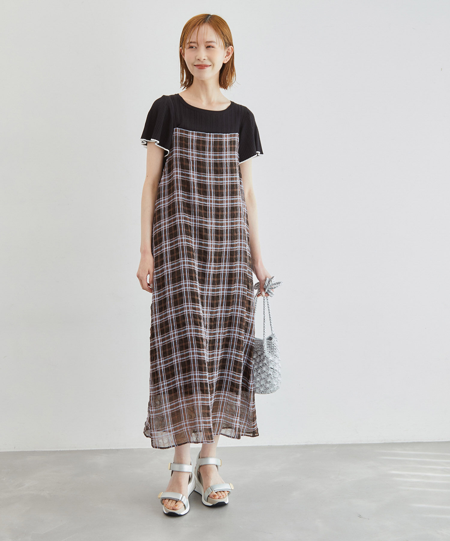 Rope&rsquo;Picnic「リンクコーデ/シアーチェックキャミワンピース」|ワンピース|