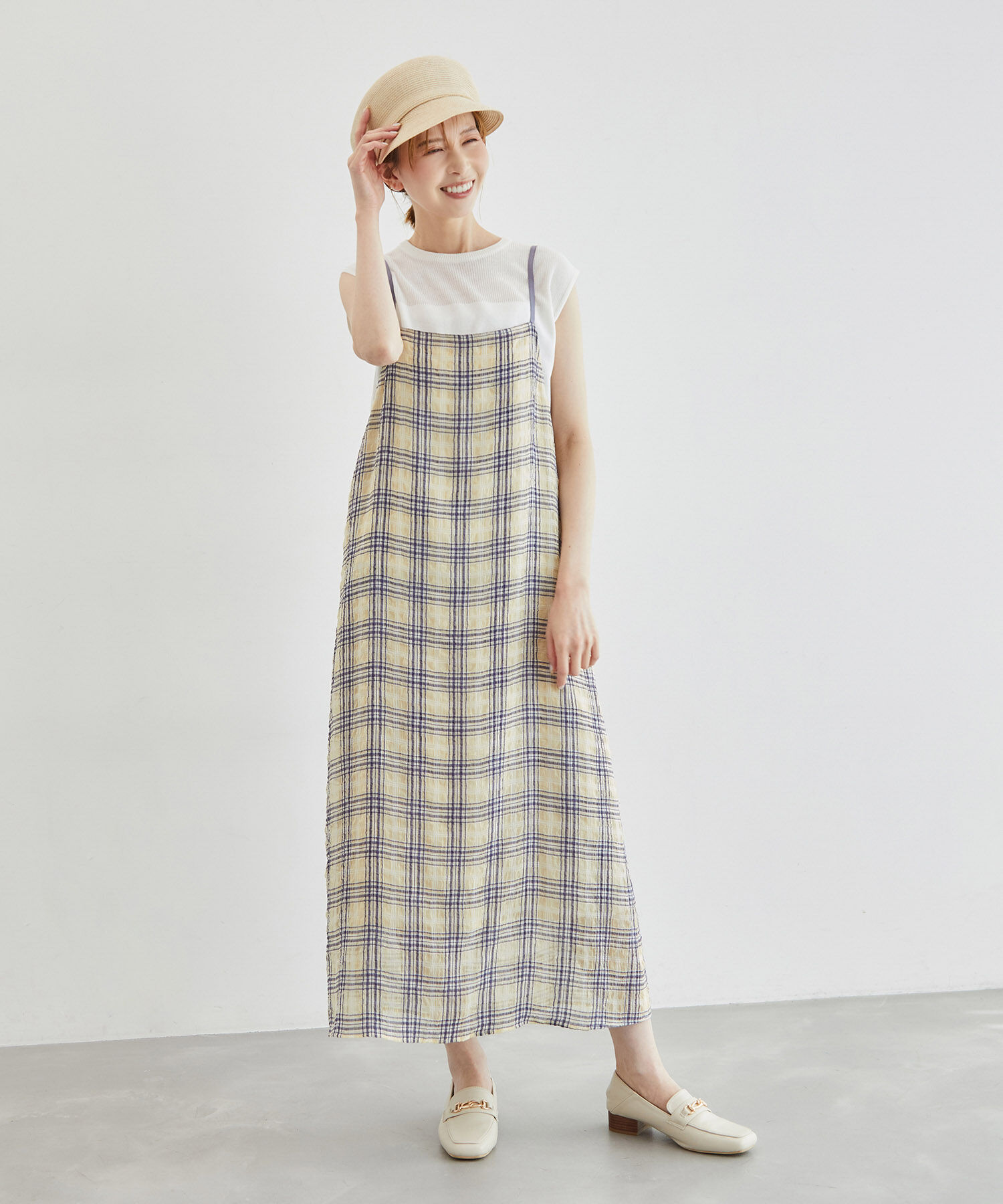 Rope&rsquo;Picnic「リンクコーデ/シアーチェックキャミワンピース」|ワンピース|