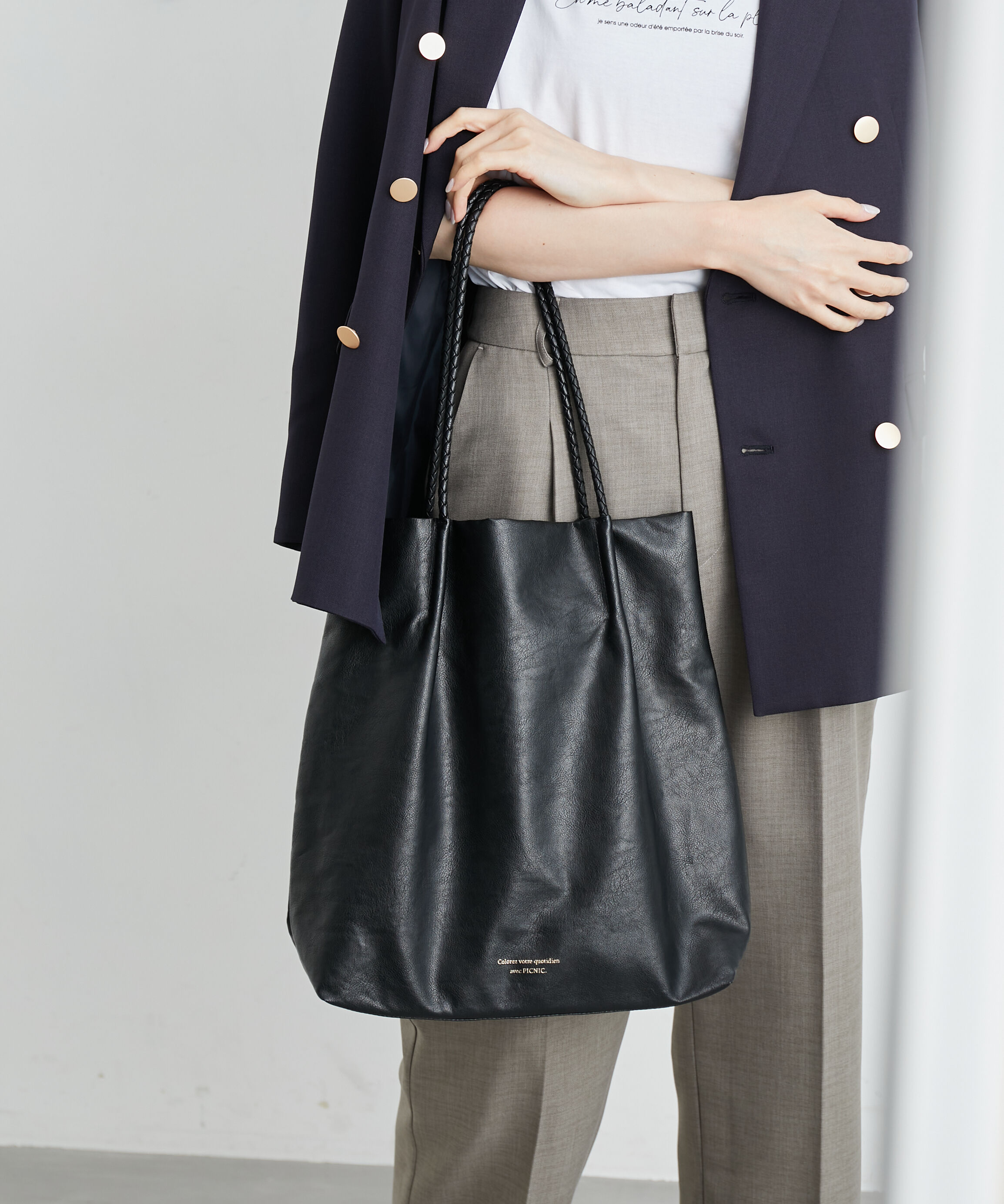 ROPE PICNIC PASSAGE「新色追加/洗えるメッシュハンドルA4トートバッグ」|トートバッグ|ブラック(01)