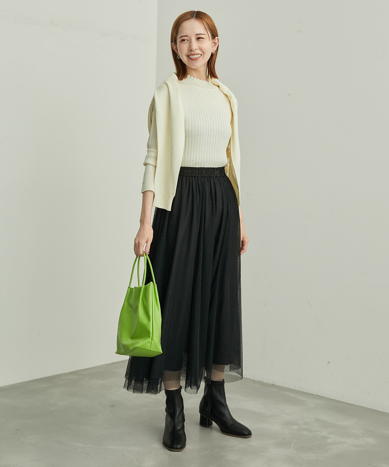 Rope&rsquo;Picnic「BIOGRACE(R)スカラップネックリブニットプルオーバー」|ニット・セーター|