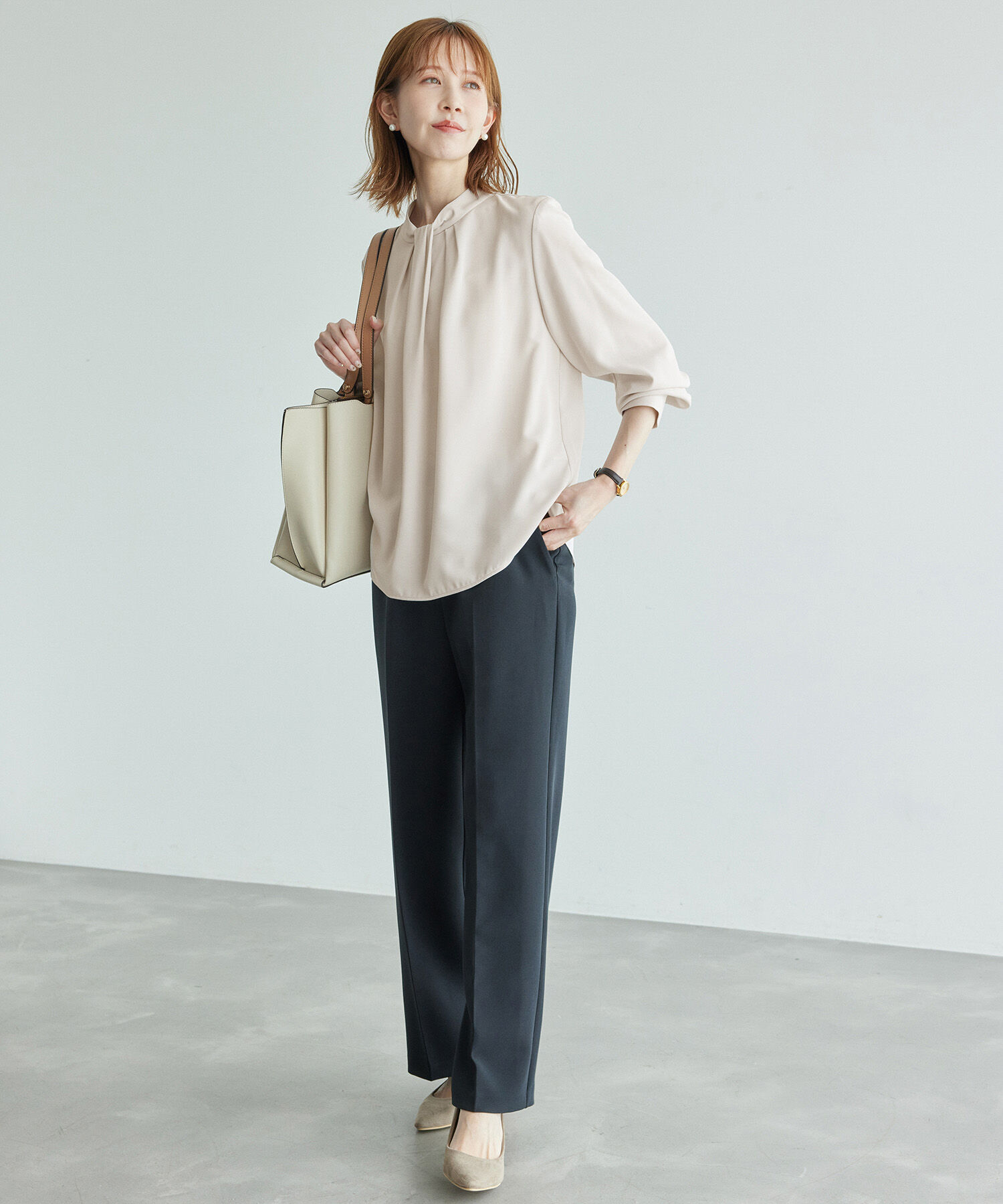 Rope&rsquo;Picnic「【2サイズ展開】リサイクルポリエステルフロントタックブラウス/リンクコーデ」|シャツ・ブラウス|