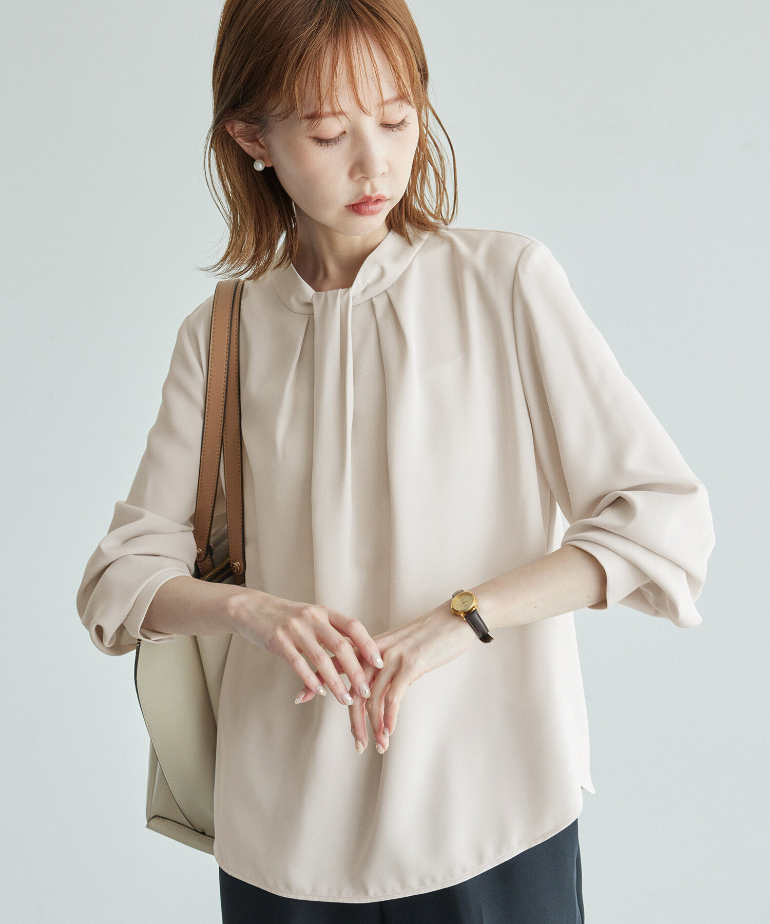 Rope&rsquo;Picnic「【2サイズ展開】リサイクルポリエステルフロントタックブラウス/リンクコーデ」|シャツ・ブラウス|