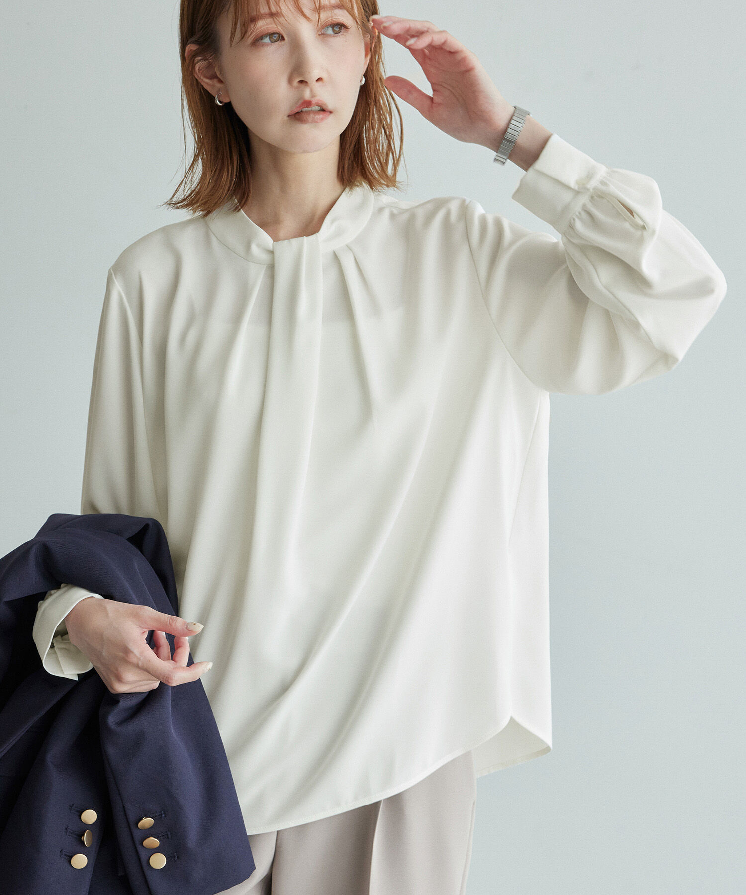 Rope&rsquo;Picnic「【2サイズ展開】リサイクルポリエステルフロントタックブラウス/リンクコーデ」|シャツ・ブラウス|