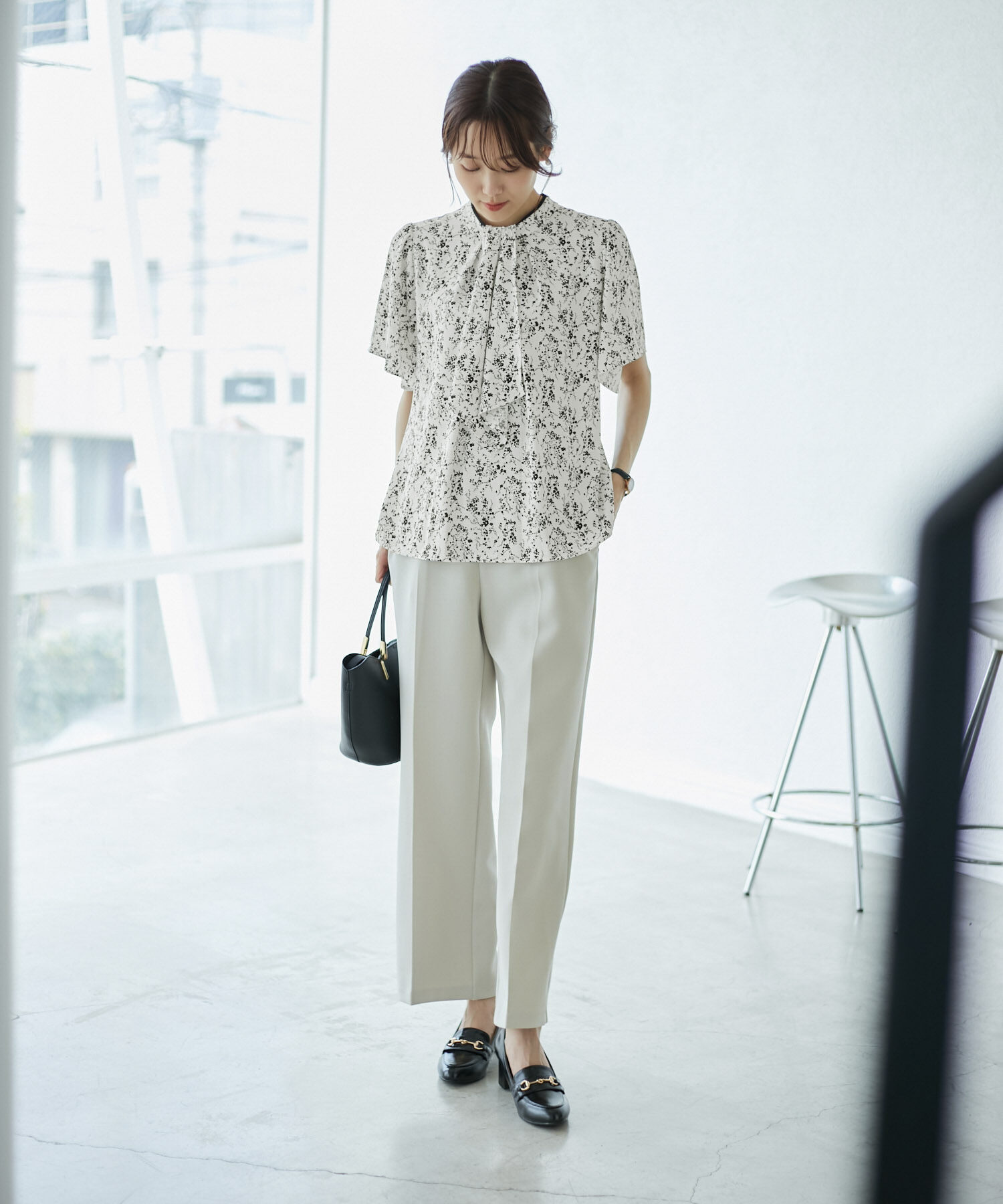 Rope&rsquo;Picnic「2WAY/さらさらボウタイハーフスリーブブラウス」|シャツ・ブラウス|