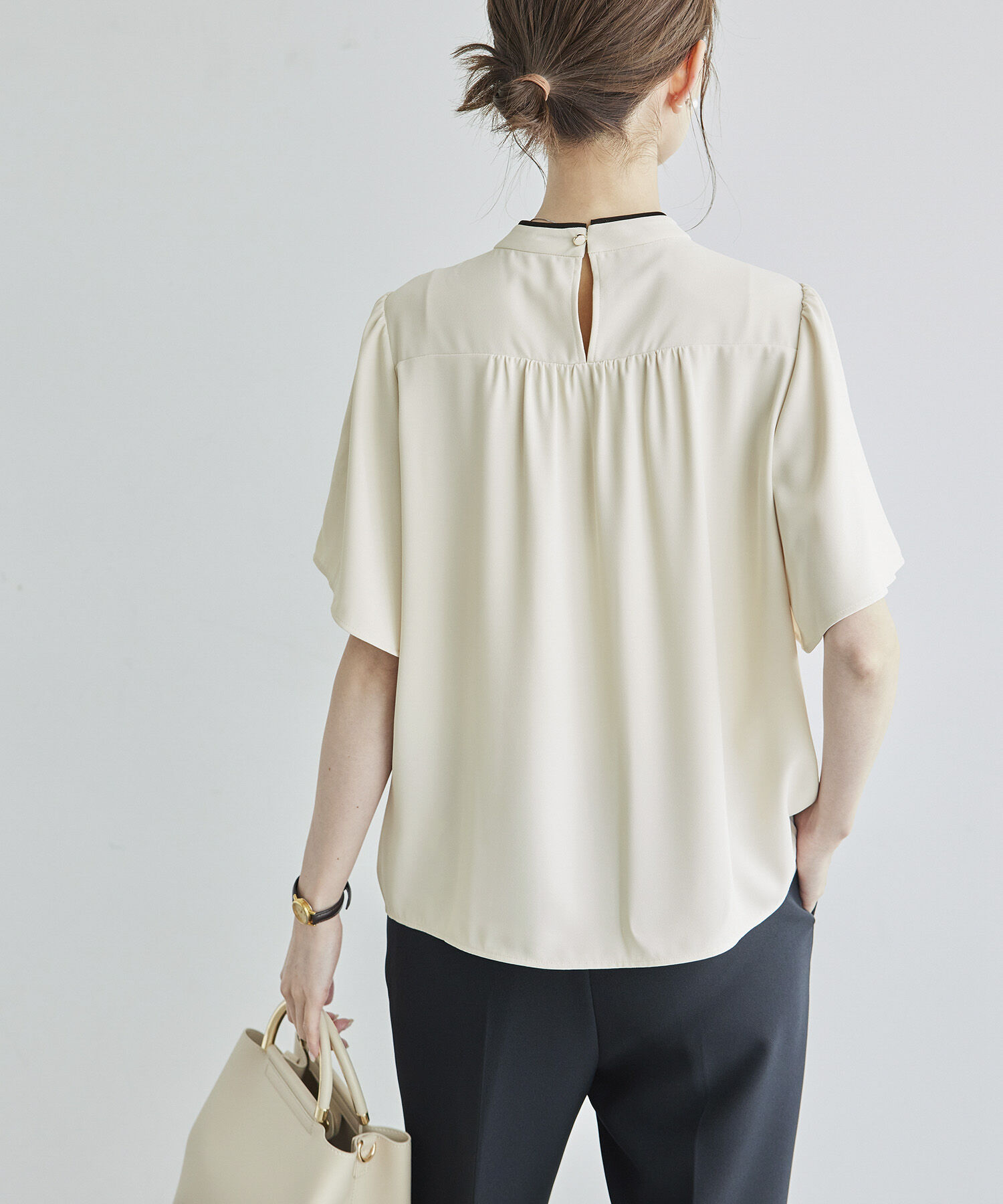 Rope&rsquo;Picnic「2WAY/さらさらボウタイハーフスリーブブラウス」|シャツ・ブラウス|