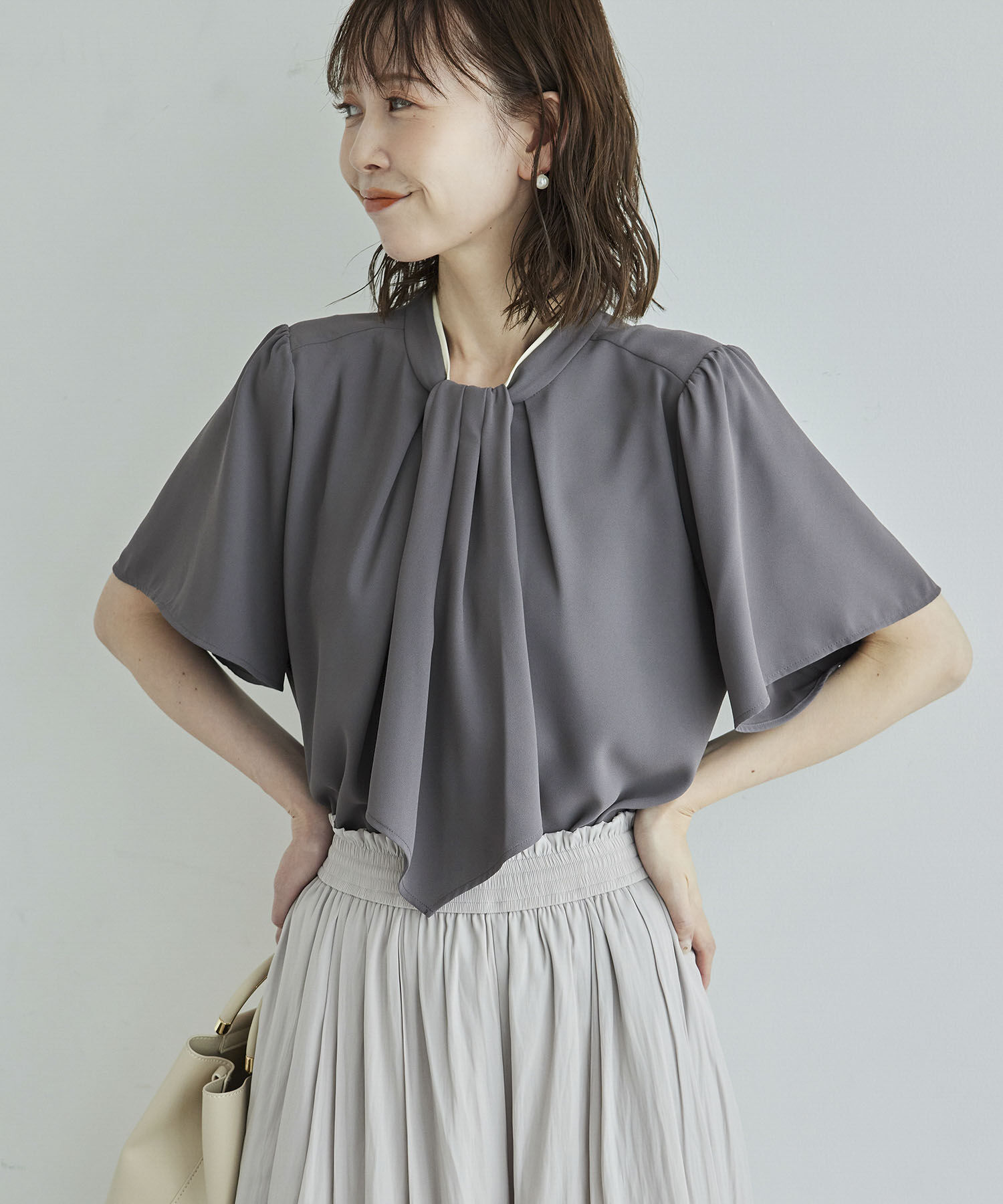 Rope&rsquo;Picnic「2WAY/さらさらボウタイハーフスリーブブラウス」|シャツ・ブラウス|