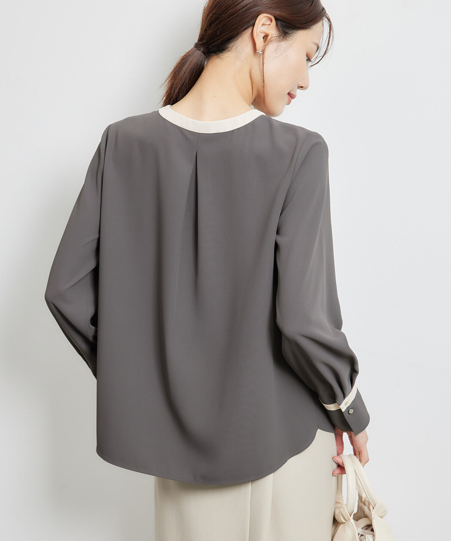 Rope&rsquo;Picnic「【WEB限定40サイズ】ジョーゼット配色ボウタイ風ブラウス」|シャツ・ブラウス|