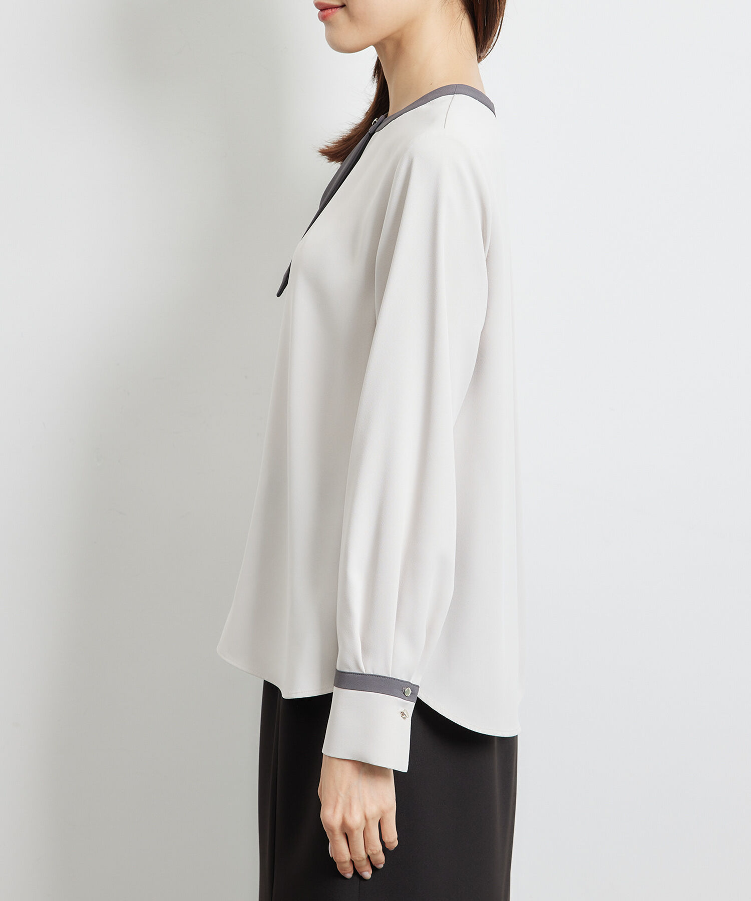 Rope&rsquo;Picnic「【WEB限定40サイズ】ジョーゼット配色ボウタイ風ブラウス」|シャツ・ブラウス|