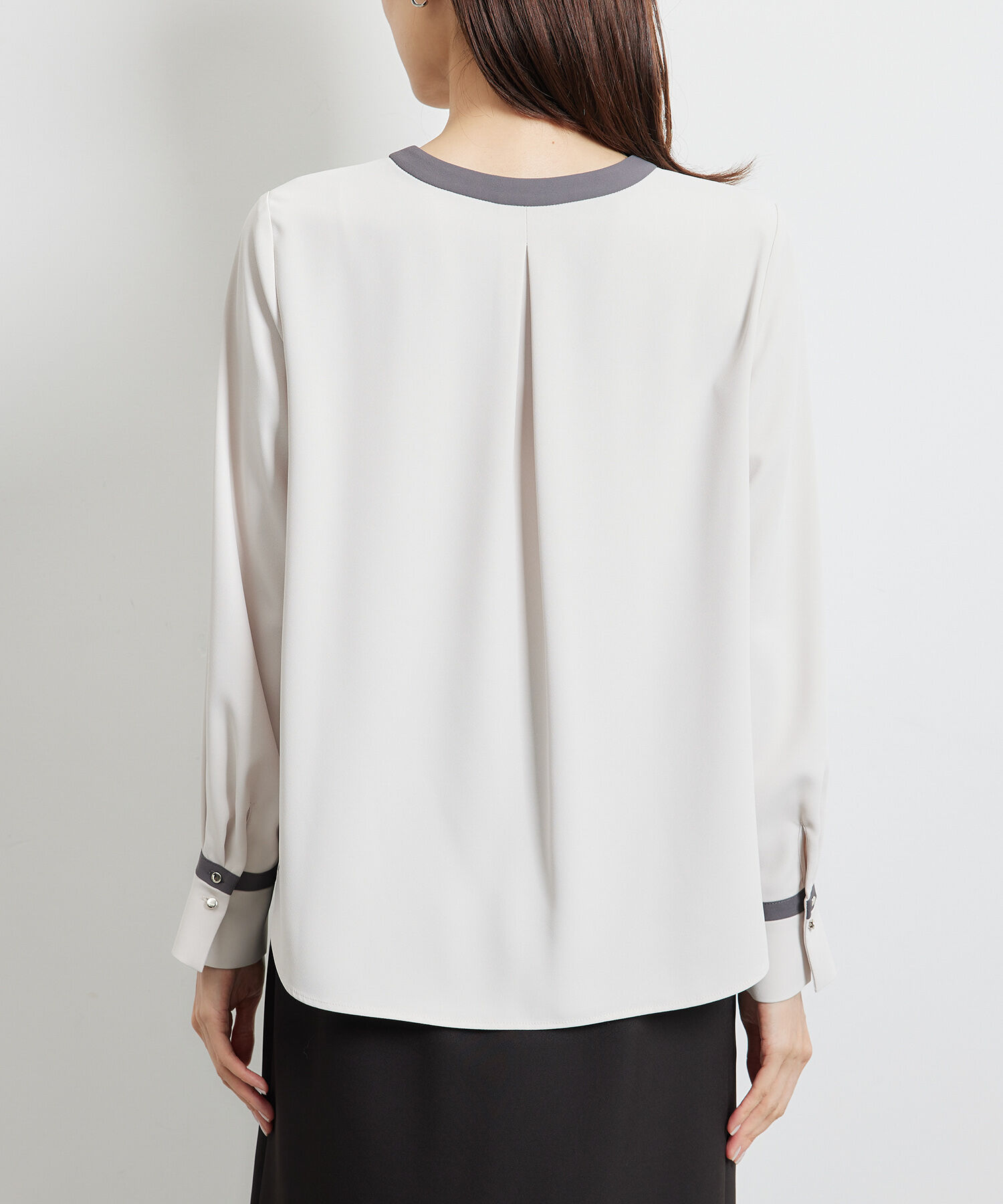 Rope&rsquo;Picnic「【WEB限定40サイズ】ジョーゼット配色ボウタイ風ブラウス」|シャツ・ブラウス|