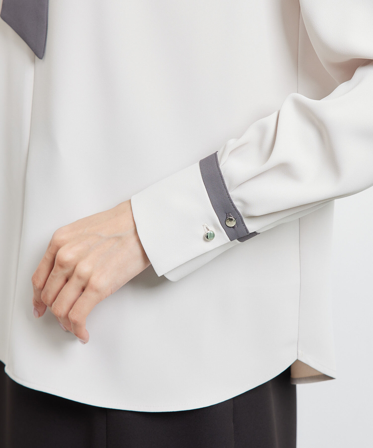 Rope&rsquo;Picnic「【WEB限定40サイズ】ジョーゼット配色ボウタイ風ブラウス」|シャツ・ブラウス|