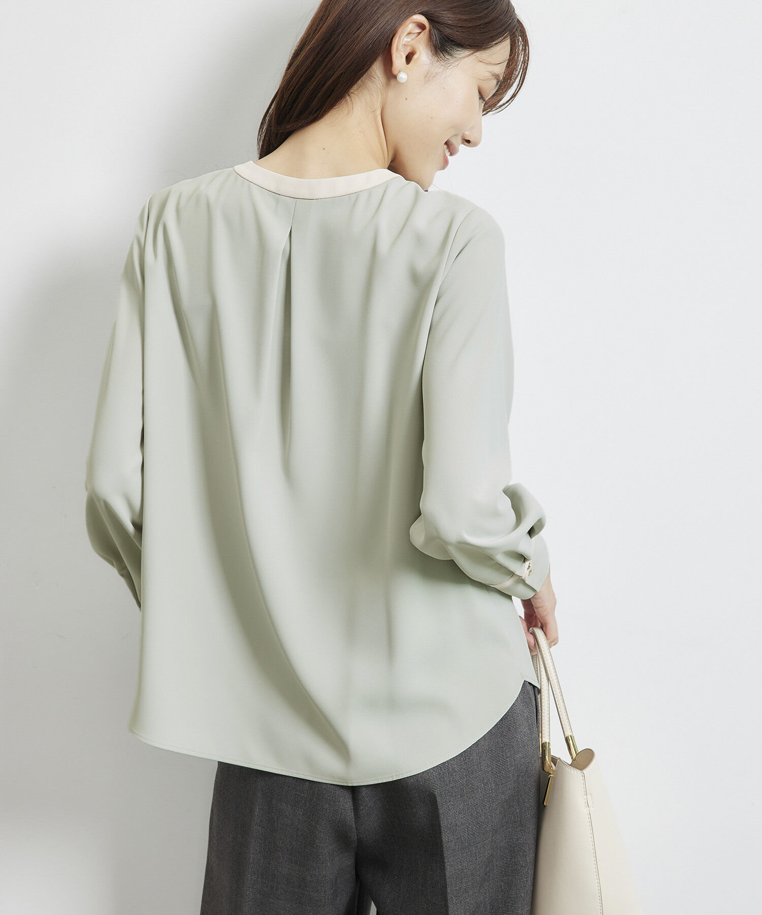 Rope&rsquo;Picnic「【WEB限定40サイズ】ジョーゼット配色ボウタイ風ブラウス」|シャツ・ブラウス|