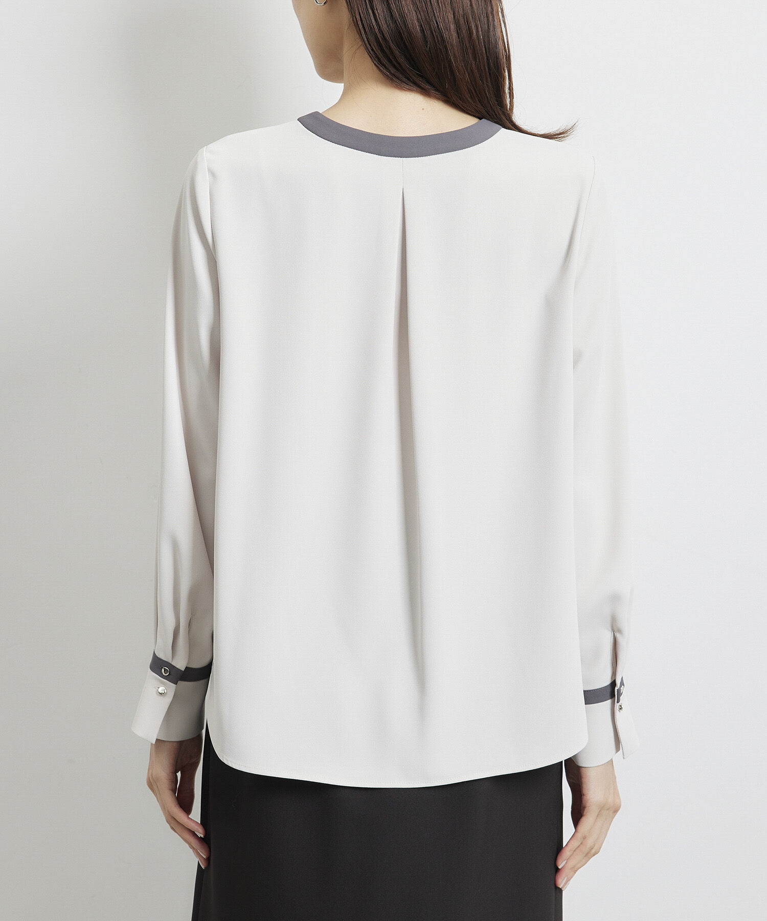 Rope&rsquo;Picnic「【WEB限定40サイズ】ジョーゼット配色ボウタイ風ブラウス」|シャツ・ブラウス|