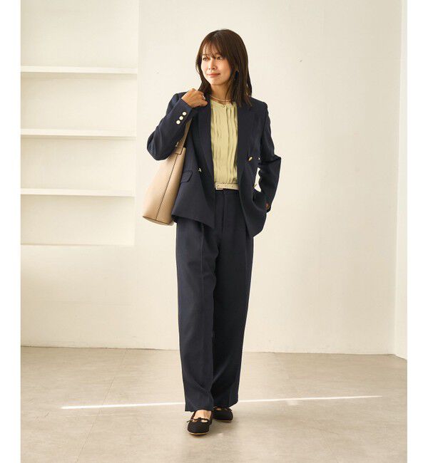 Rope&rsquo;Picnic「レディハンサムシリーズ ウールライクウエストタックセミワイドパンツ/セットアップ対応」|スラックス|