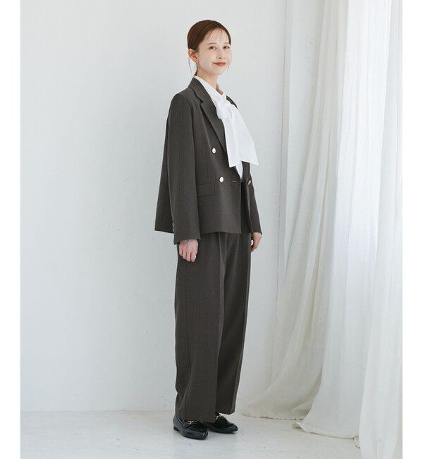 Rope&rsquo;Picnic「レディハンサムシリーズ ウールライクウエストタックセミワイドパンツ/セットアップ対応」|スラックス|