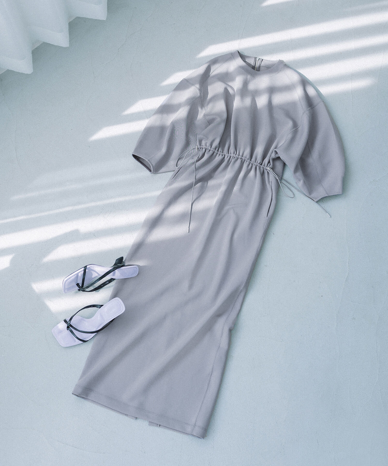 ADAM ET ROPE'「ハーフスリーブドロストワンピース」|ワンピース|