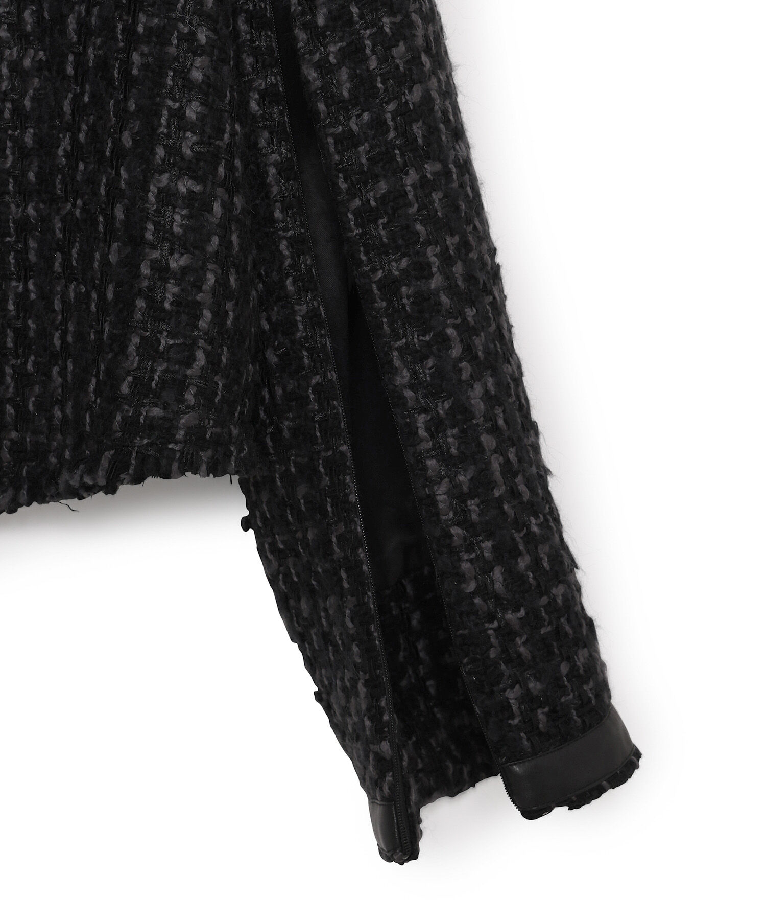 ADAM ET ROPE'「クロップドシングルツイードジャケット」|ノーカラージャケット|