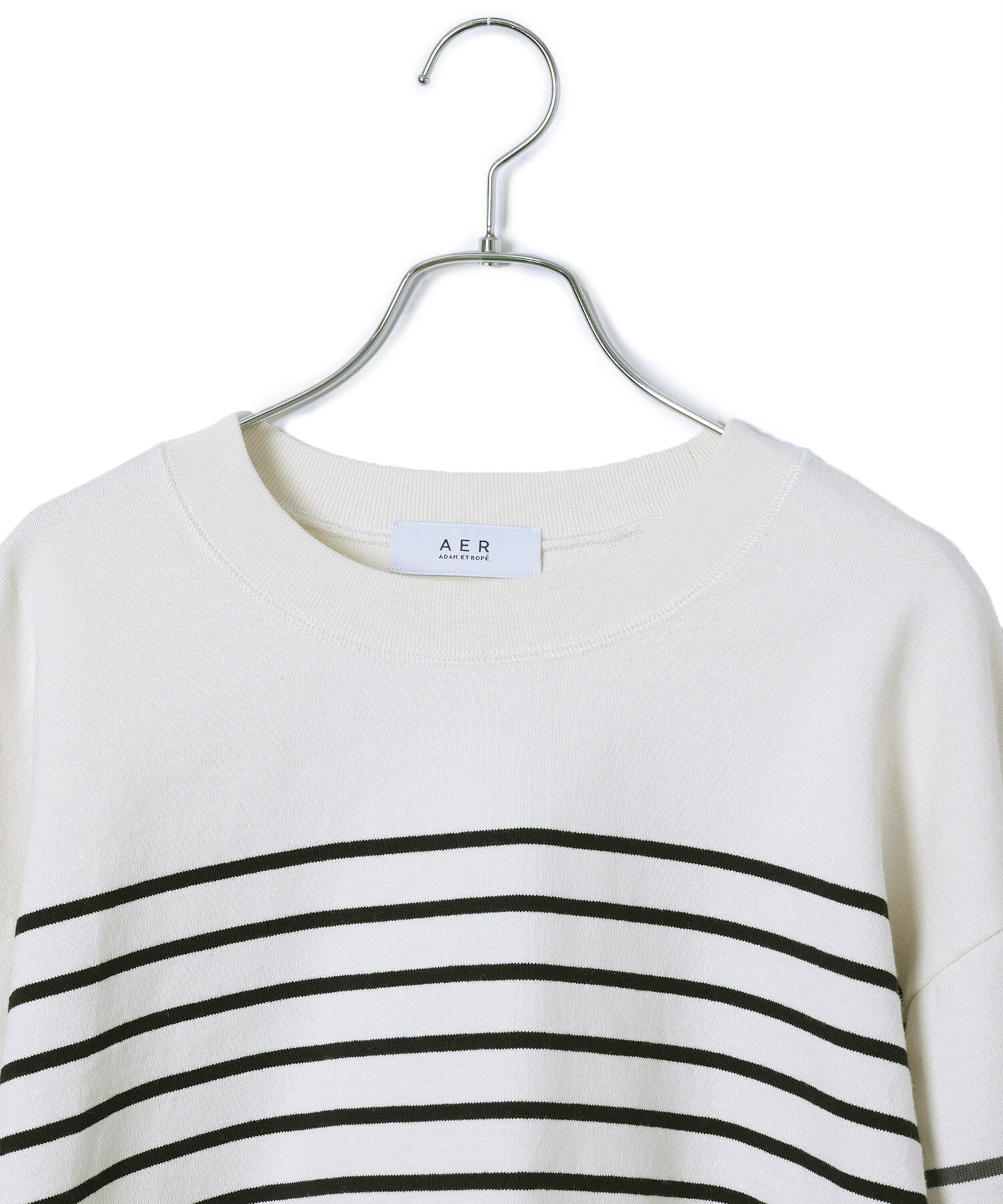 ADAM ET ROPE'「【サステナブル・WEB限定・洗える】バスクボーダーコンビロンTEE」|Tシャツ・カットソー|