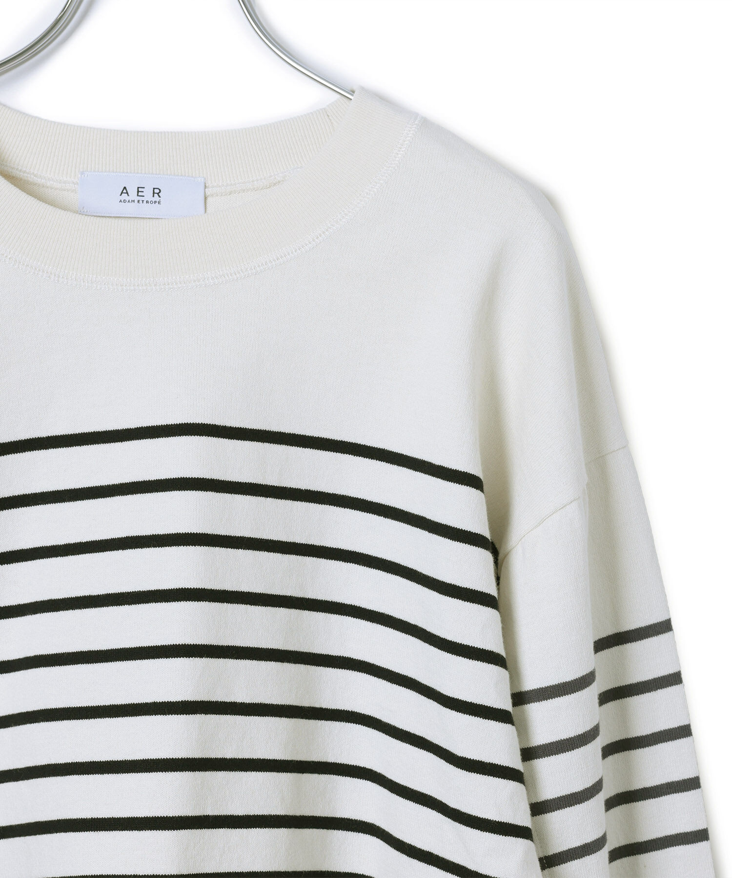 ADAM ET ROPE'「【サステナブル・WEB限定・洗える】バスクボーダーコンビロンTEE」|Tシャツ・カットソー|