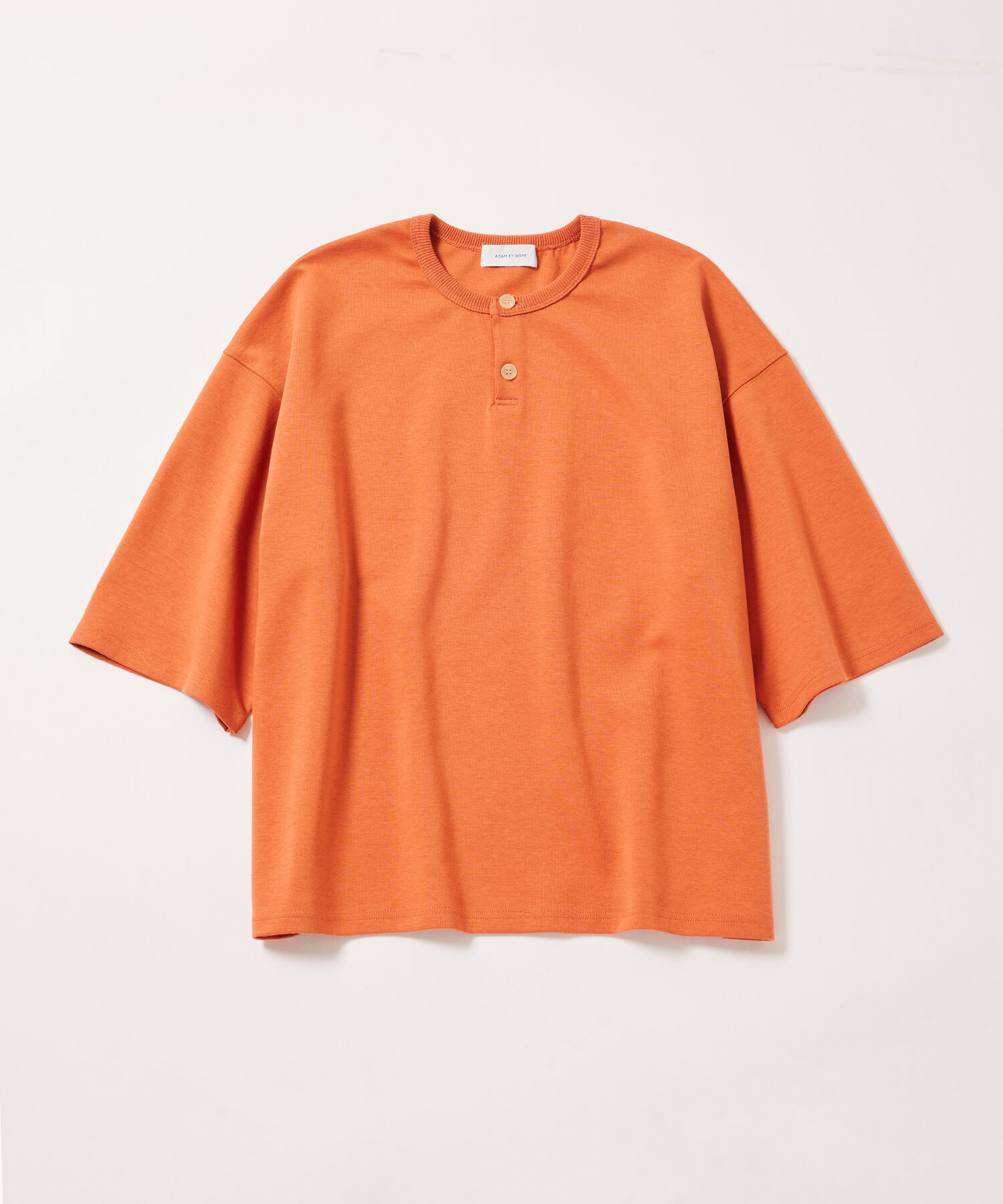 ADAM ET ROPE'「【WEB限定】ヘビーウェイト ヘンリーネック ハーフスリーブ Tシャツ / ルーズシルエット / ロングシーズン」|Tシャツ・カットソー|オレンジ系(74)