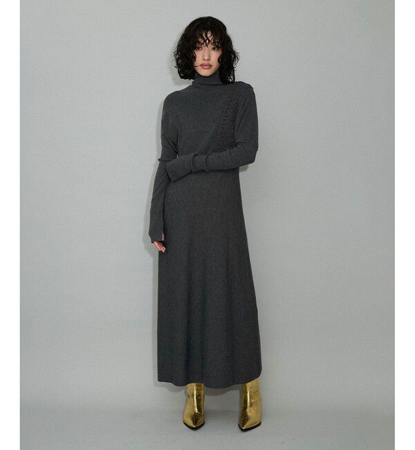 ADAM ET ROPE'「【WEB限定】・【サステナブル】・【洗える】レースコンビタートルニットワンピース」|ワンピース|