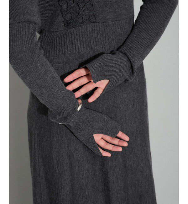 ADAM ET ROPE'「【WEB限定】・【サステナブル】・【洗える】レースコンビタートルニットワンピース」|ワンピース|