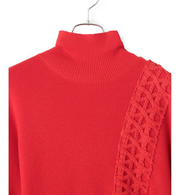 ADAM ET ROPE'「【WEB限定】・【サステナブル】・【洗える】レースコンビタートルニットワンピース」|ワンピース|