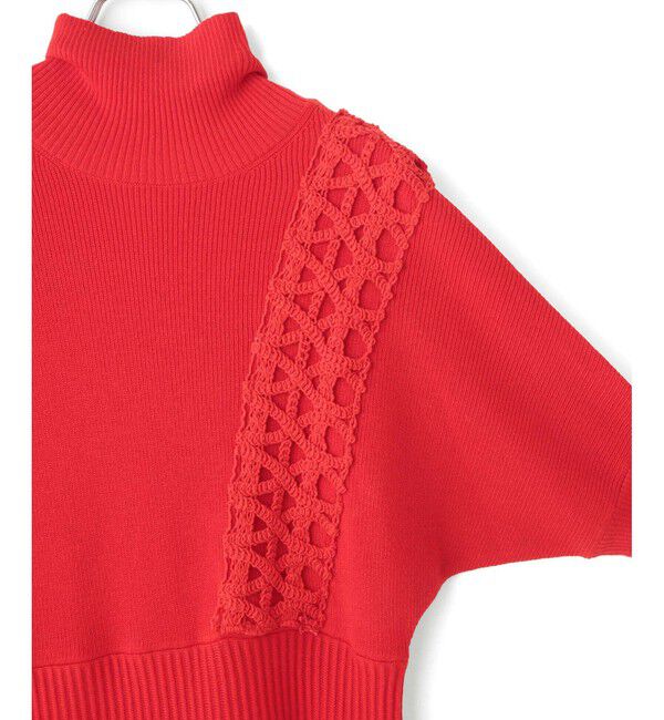 ADAM ET ROPE'「【WEB限定】・【サステナブル】・【洗える】レースコンビタートルニットワンピース」|ワンピース|