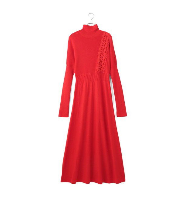 ADAM ET ROPE'「【WEB限定】・【サステナブル】・【洗える】レースコンビタートルニットワンピース」|ワンピース|