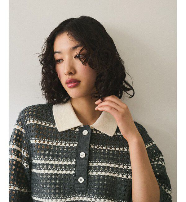 ADAM ET ROPE'「【WEB限定】クロシェニットポロ」|ニット・セーター|