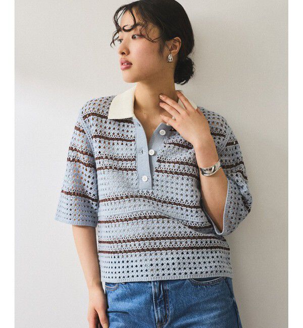 ADAM ET ROPE'「【WEB限定】クロシェニットポロ」|ニット・セーター|