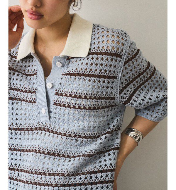 ADAM ET ROPE'「【WEB限定】クロシェニットポロ」|ニット・セーター|